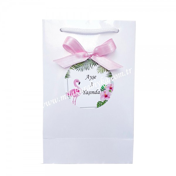 Flamingo Temalı Karton Çanta